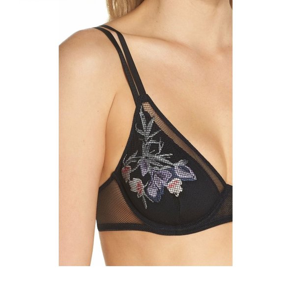 VINCE CAMUTO Women Jules Double Unlined Underwire Bra, Black, 32D - Picture 6 of 7